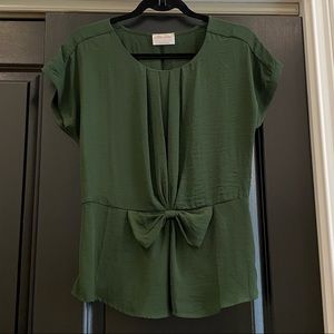 Allie Rose Forest Green Top with Bow Detail